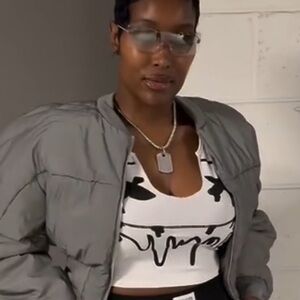 White Smiley Face Graphic Cropped Tank